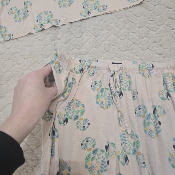 Disney Pink Tropical Floral Mickey Mouse Pajamas Set, Size Large - Picture 6 of 7